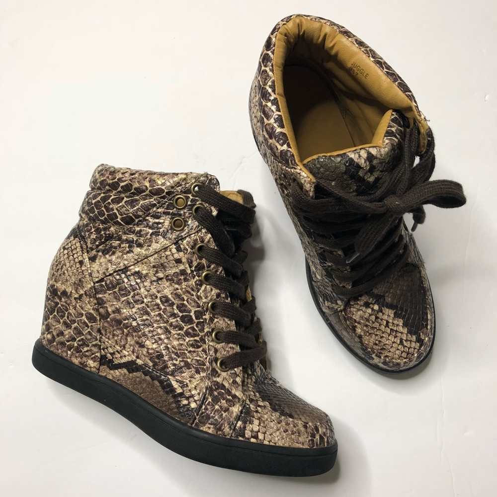 Snakeskin Wedge Sneakers